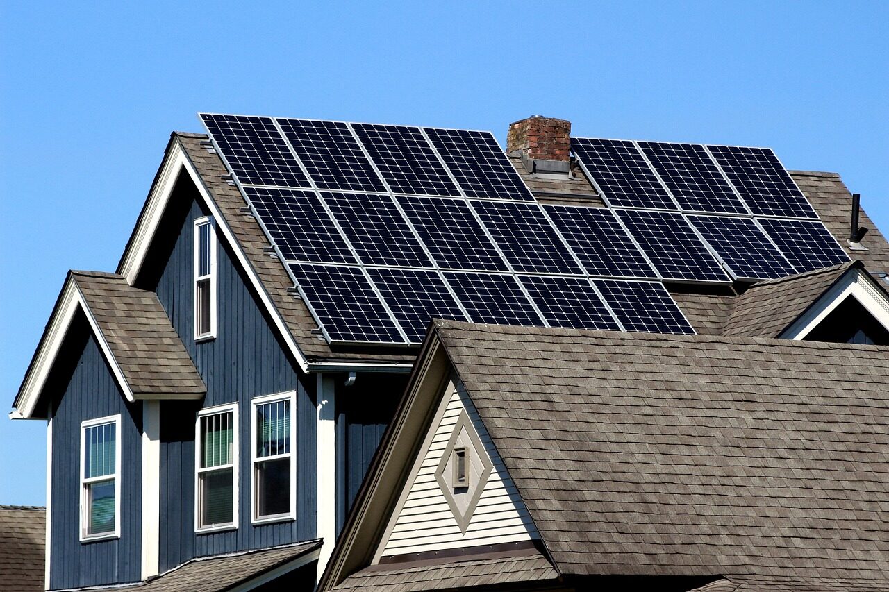 Solar panels on a residential roof.